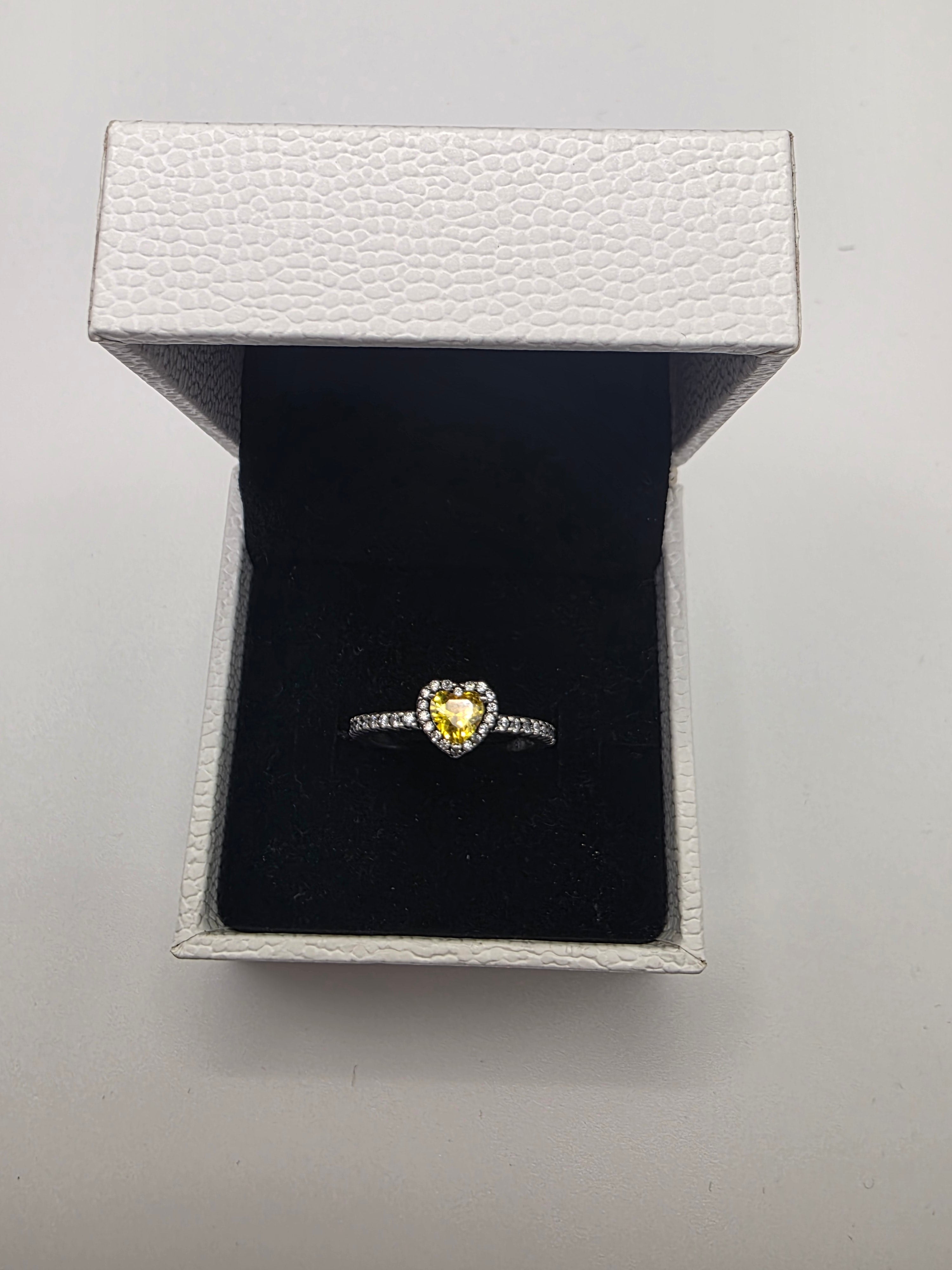 DiVolina Elevated Yellow stone Heart Ring sterling silver 925