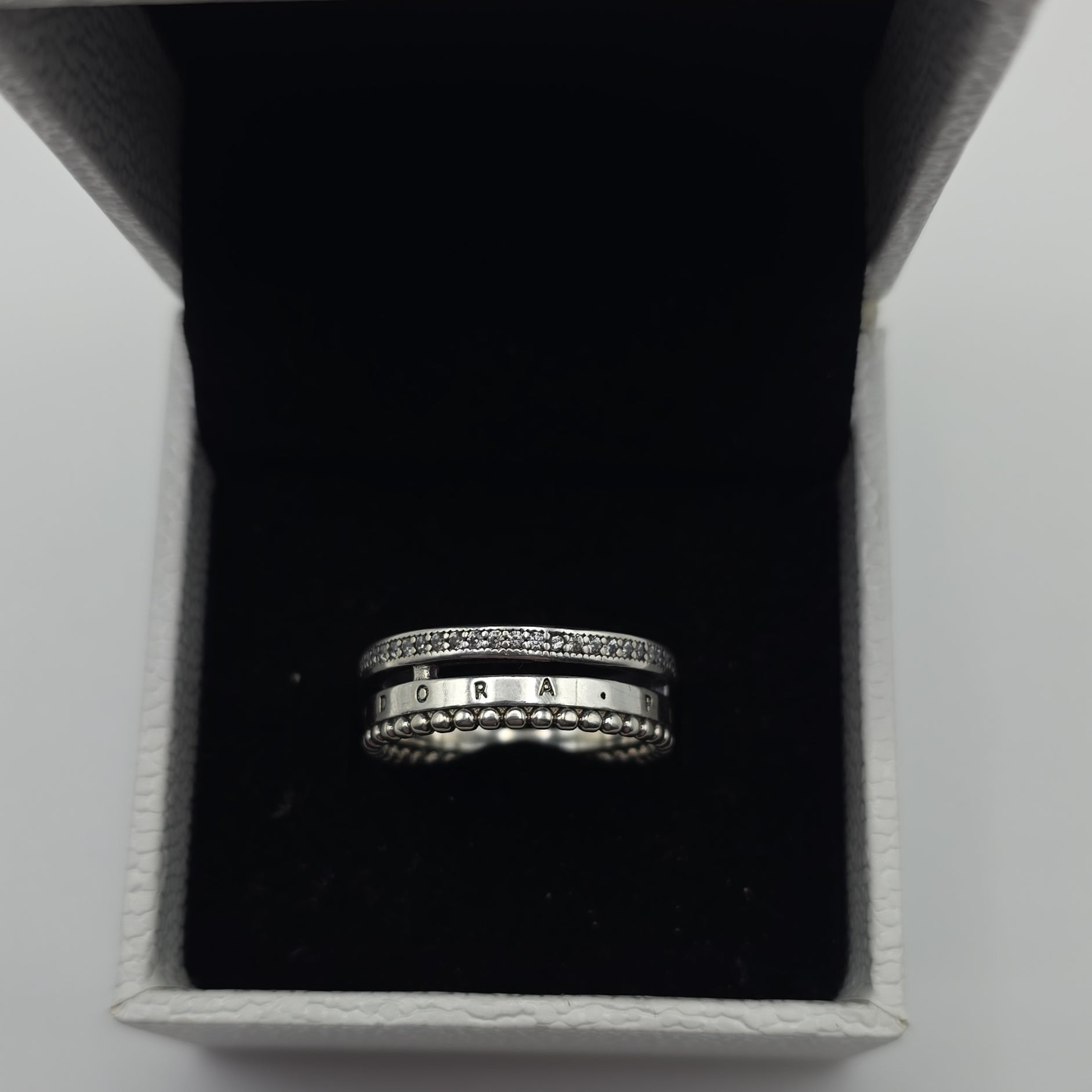 DiVolina signature logo pave & Beads Ring sterling silver 925