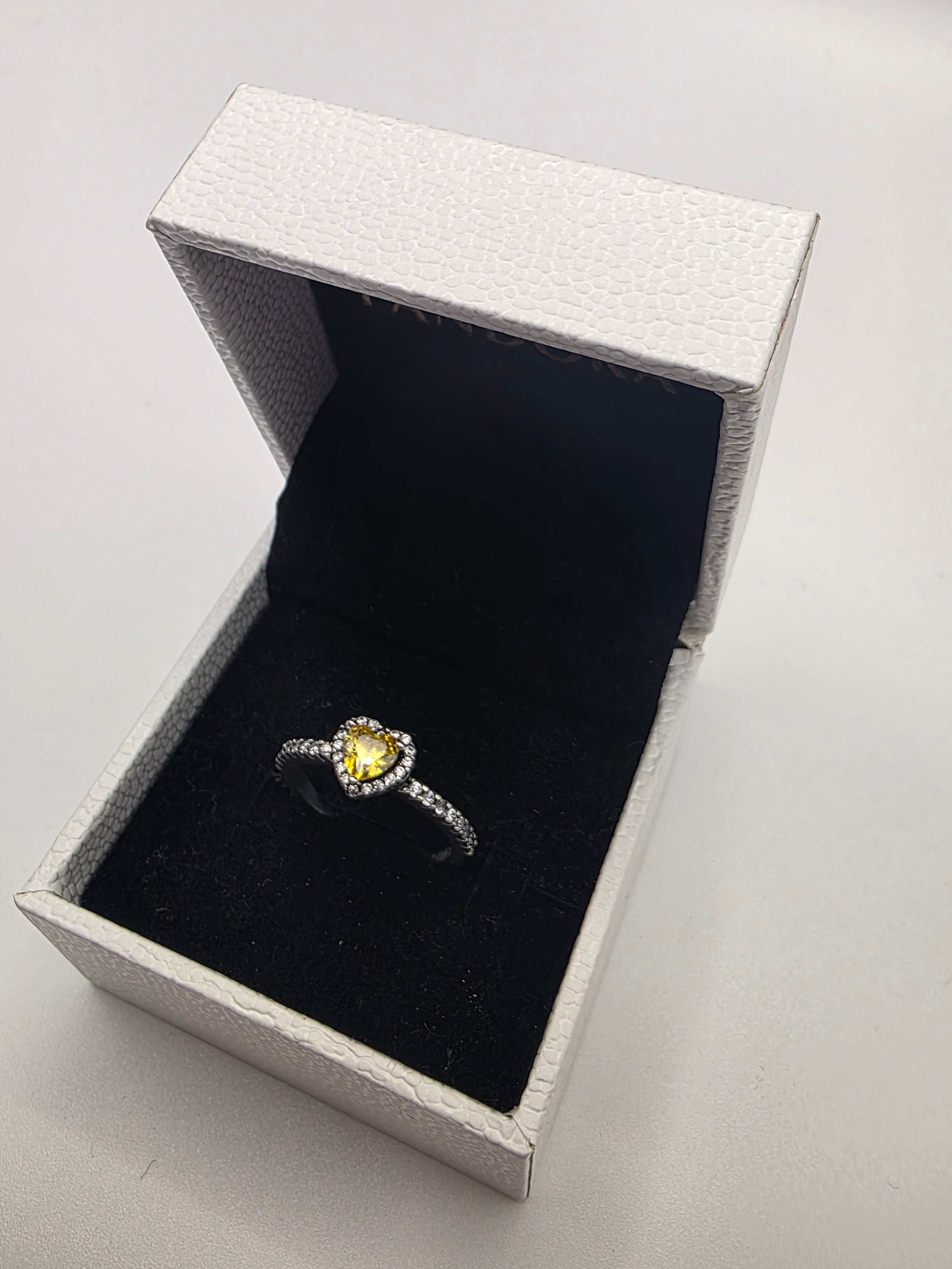 DiVolina Elevated Yellow stone Heart Ring sterling silver 925