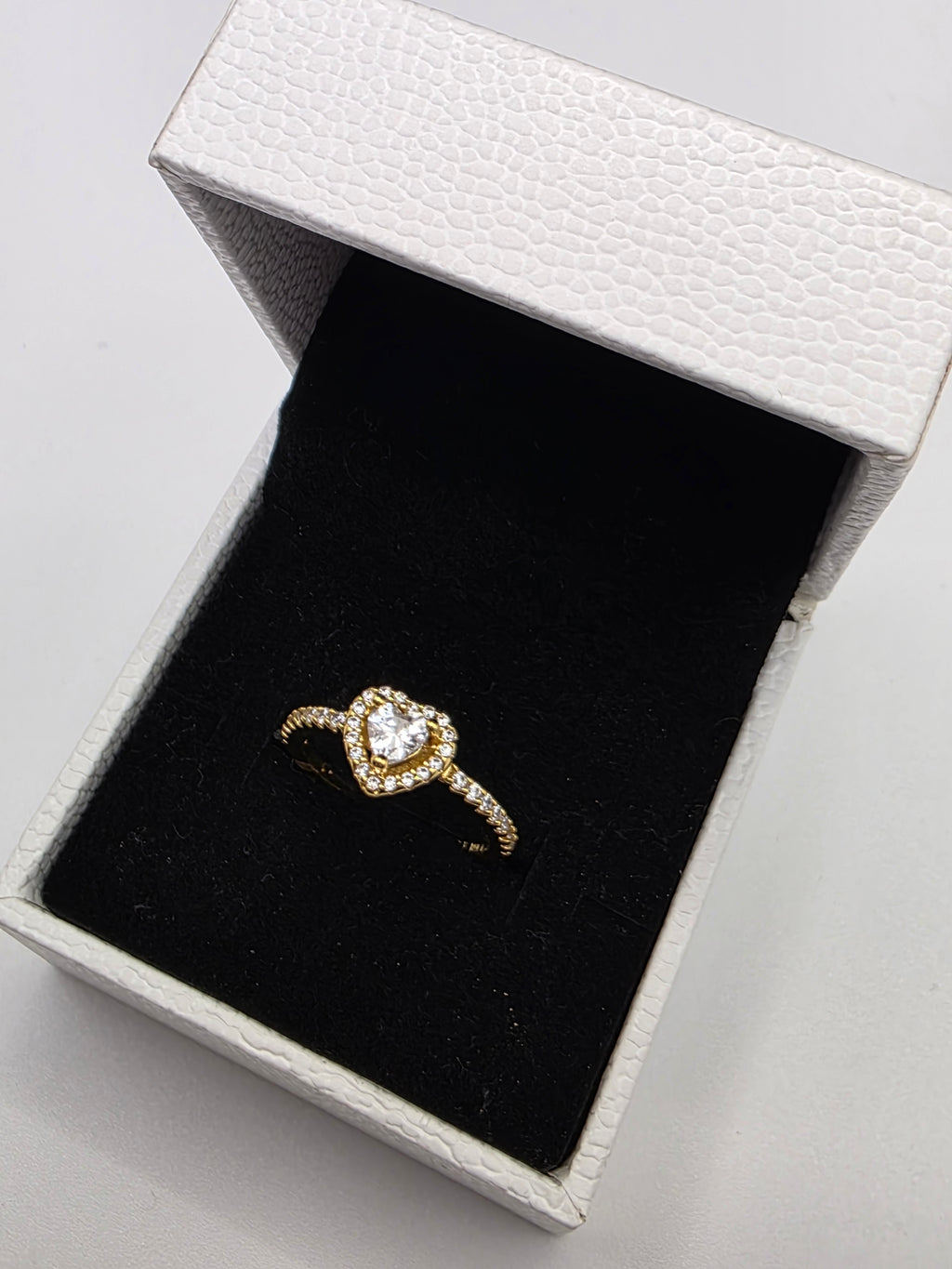 DiVolina Heart-Shaped Gold Plated Ring with Cubic Zirconia Stone