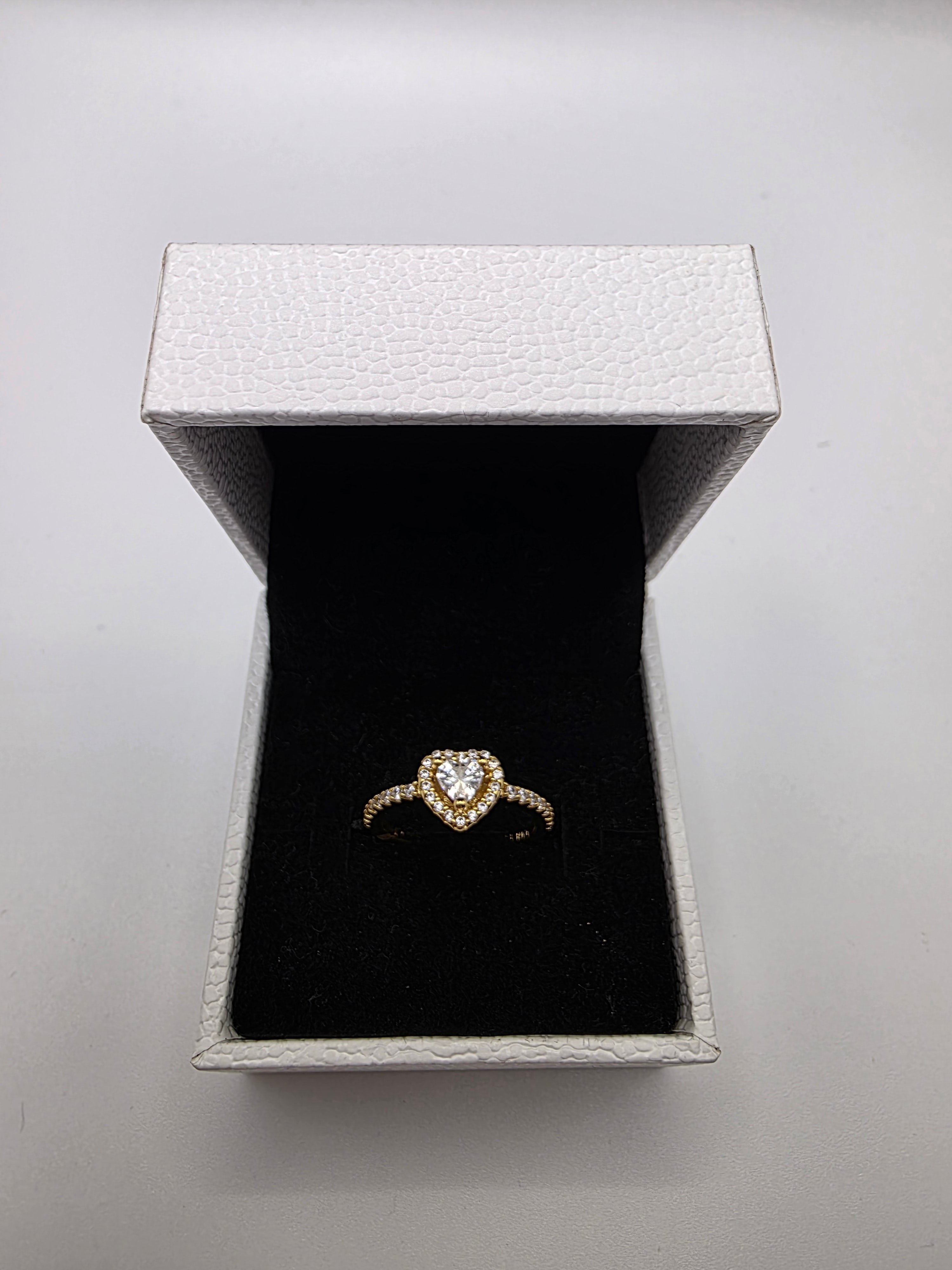 DiVolina Heart-Shaped Gold Plated Ring with Cubic Zirconia Stone