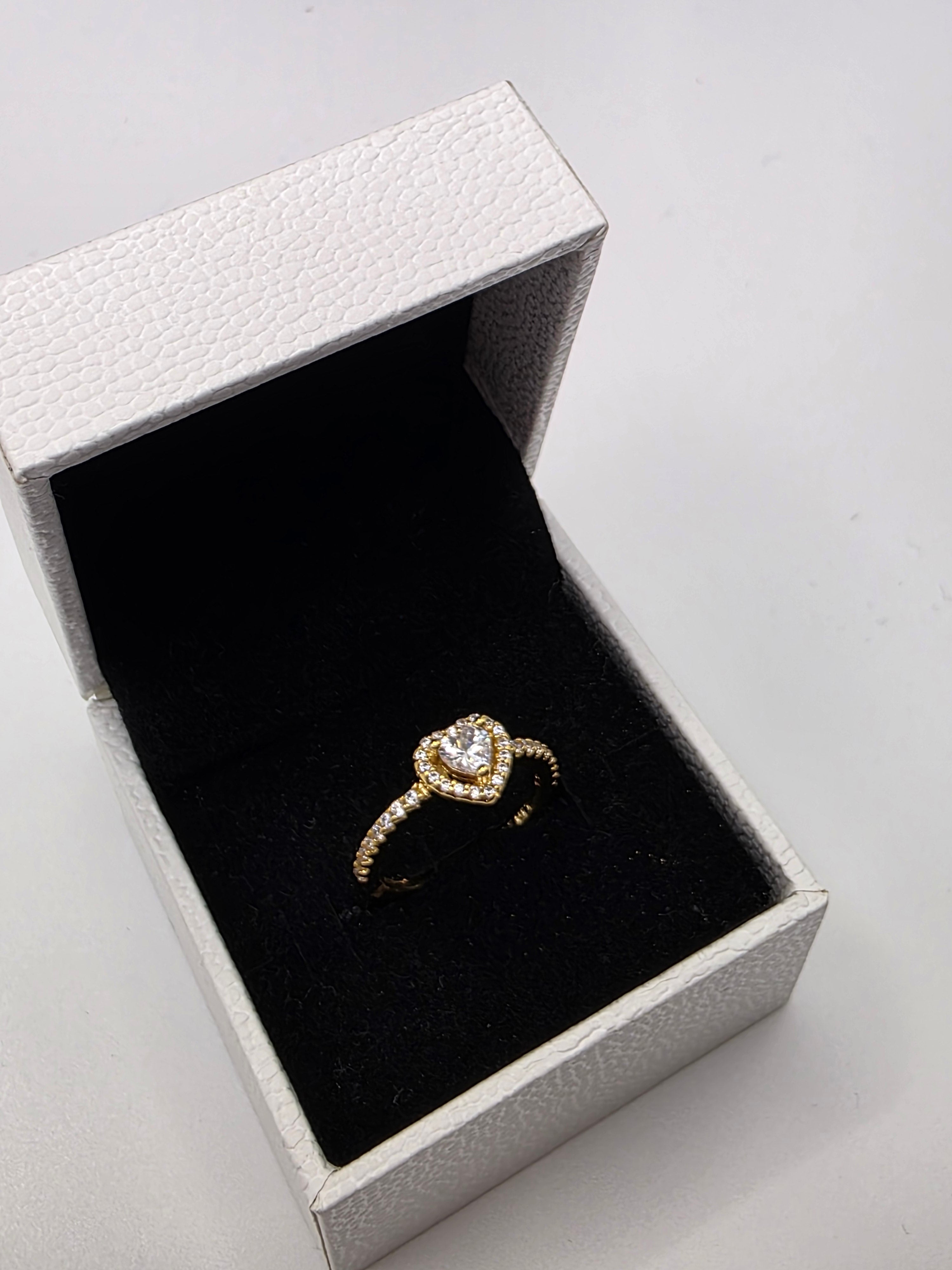 DiVolina Heart-Shaped Gold Plated Ring with Cubic Zirconia Stone