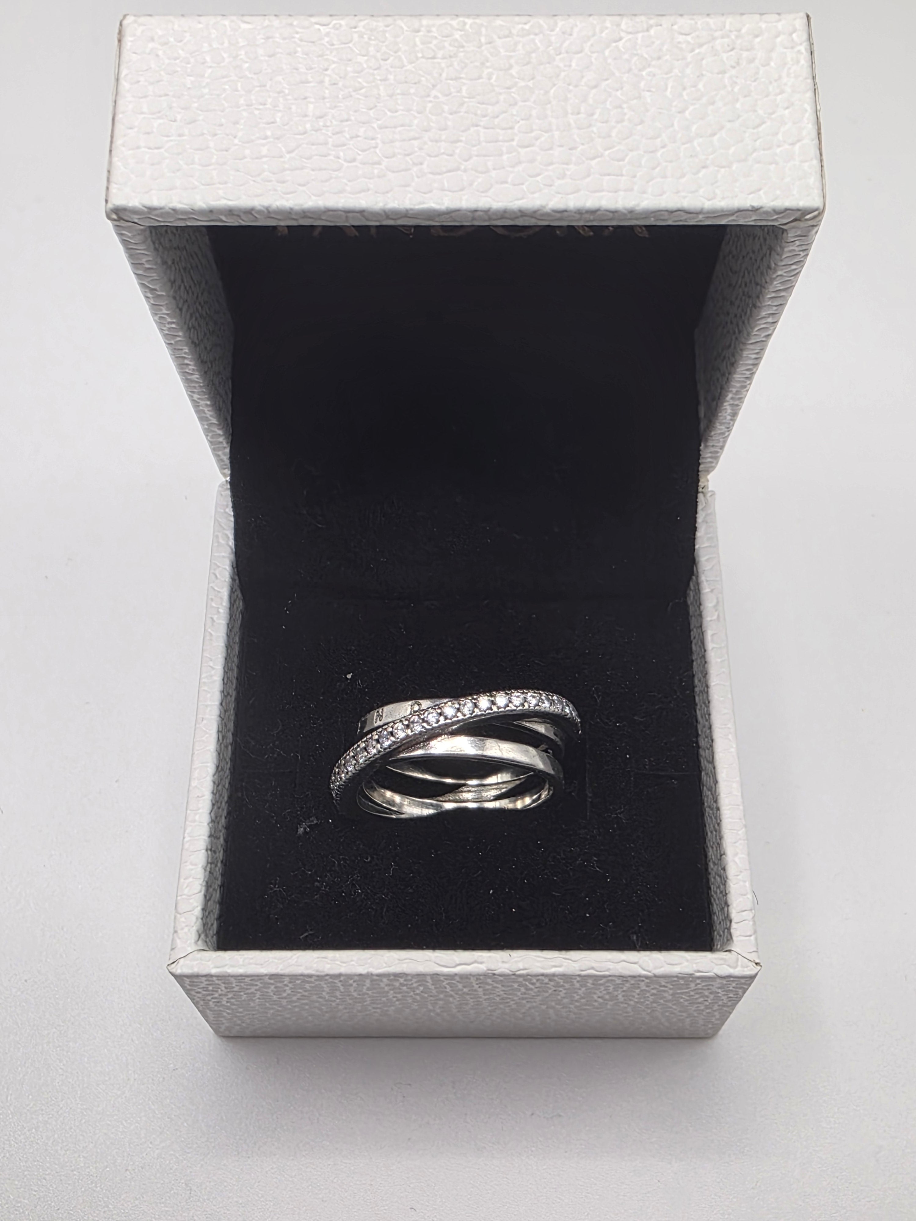 DiVolina Crossover Pave Triple Band Ring Sterling silver 925