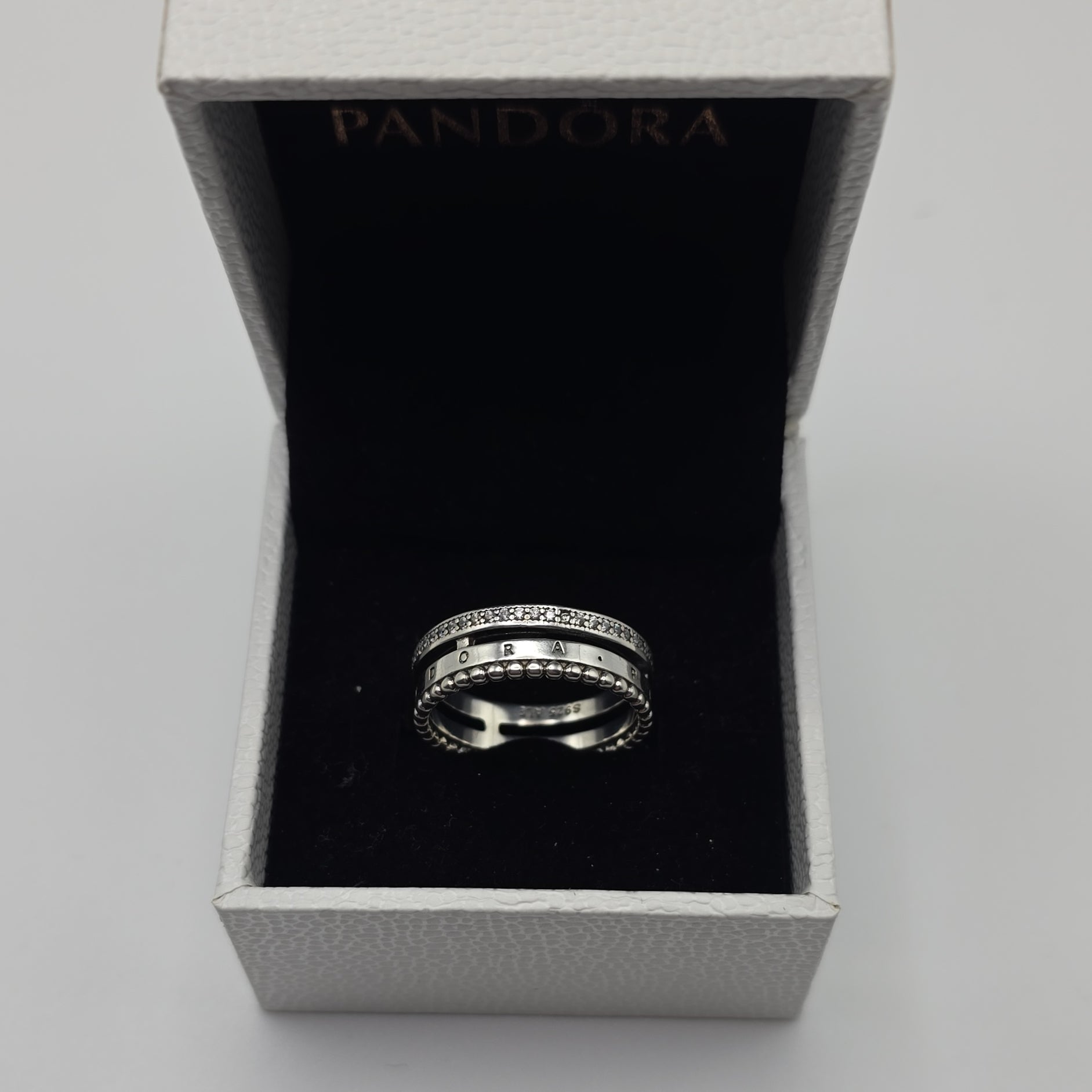 DiVolina signature logo pave & Beads Ring sterling silver 925