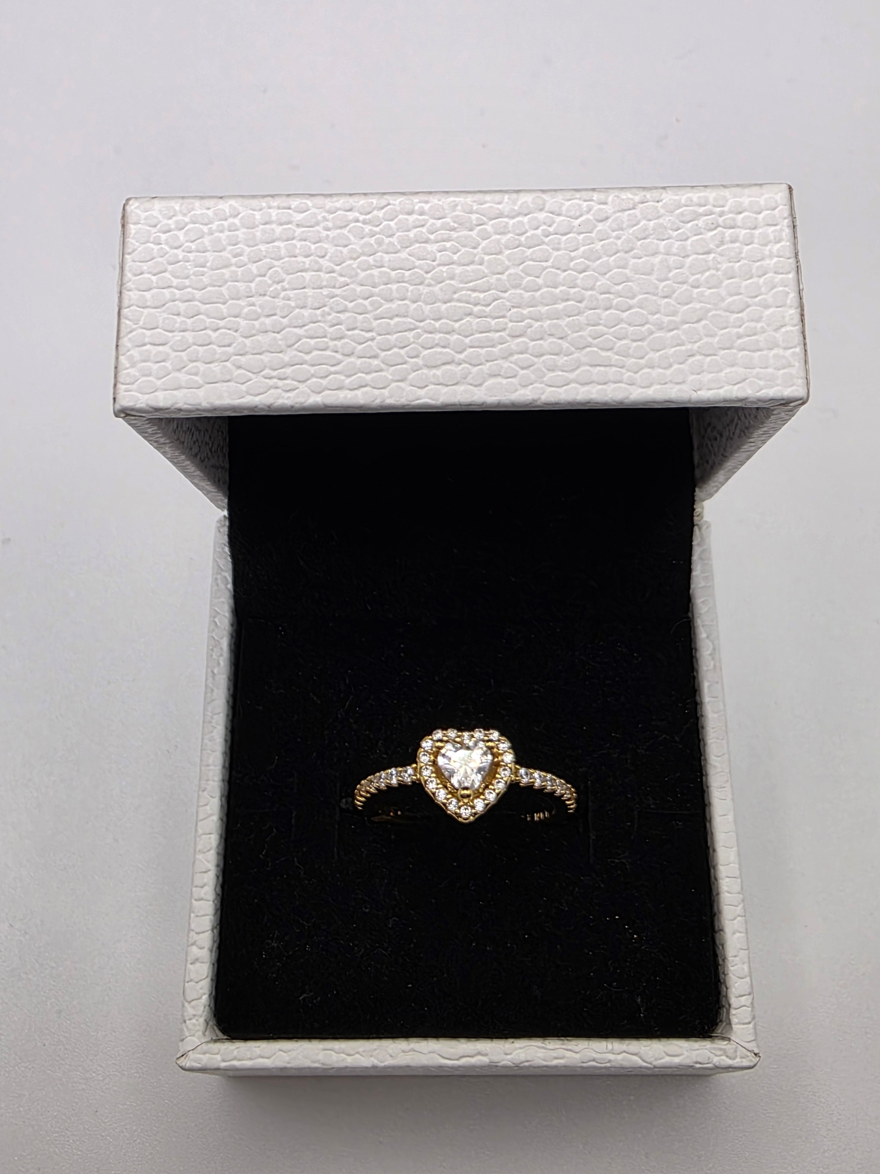 DiVolina Heart-Shaped Gold Plated Ring with Cubic Zirconia Stone