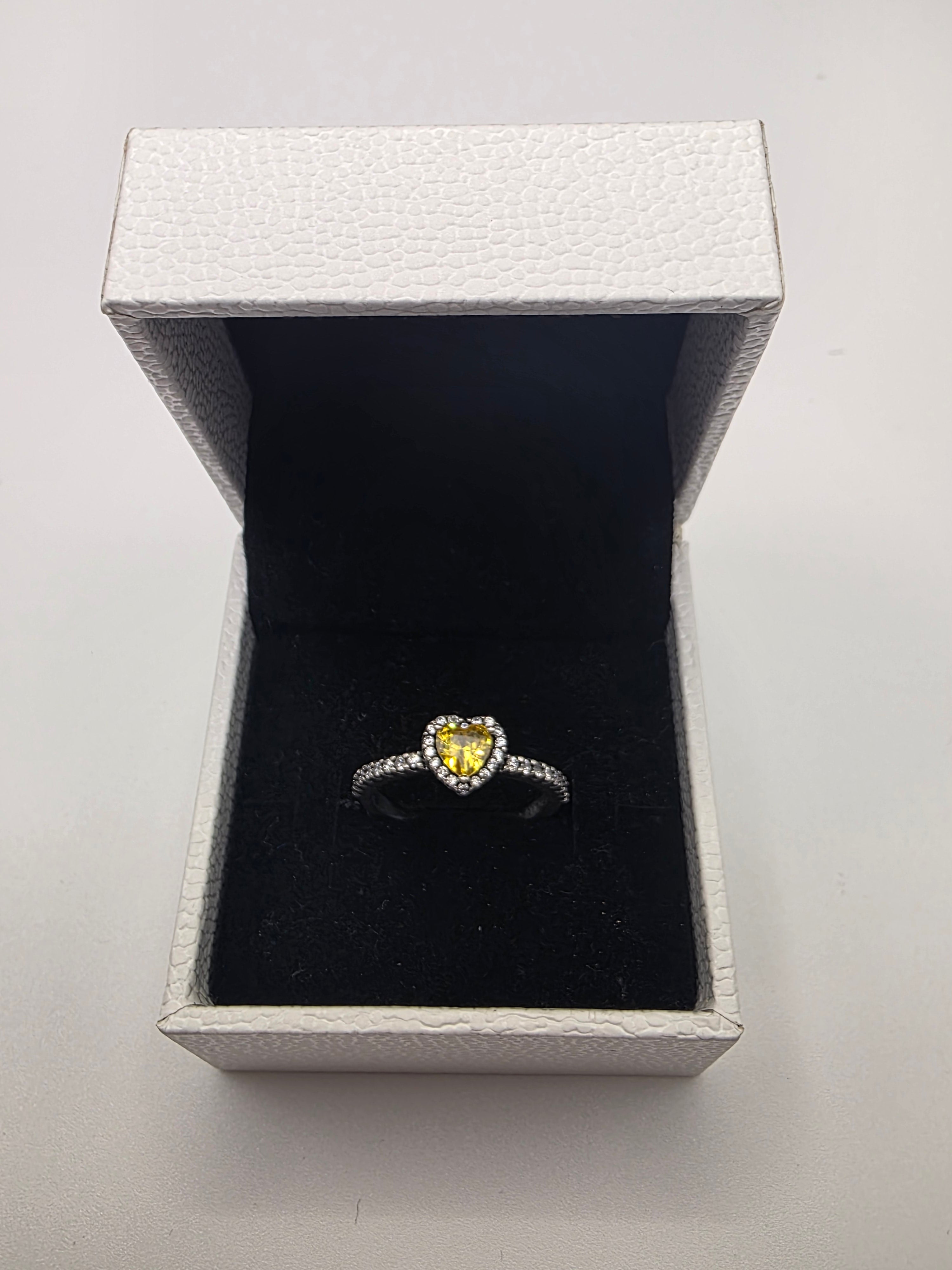 DiVolina Elevated Yellow stone Heart Ring sterling silver 925