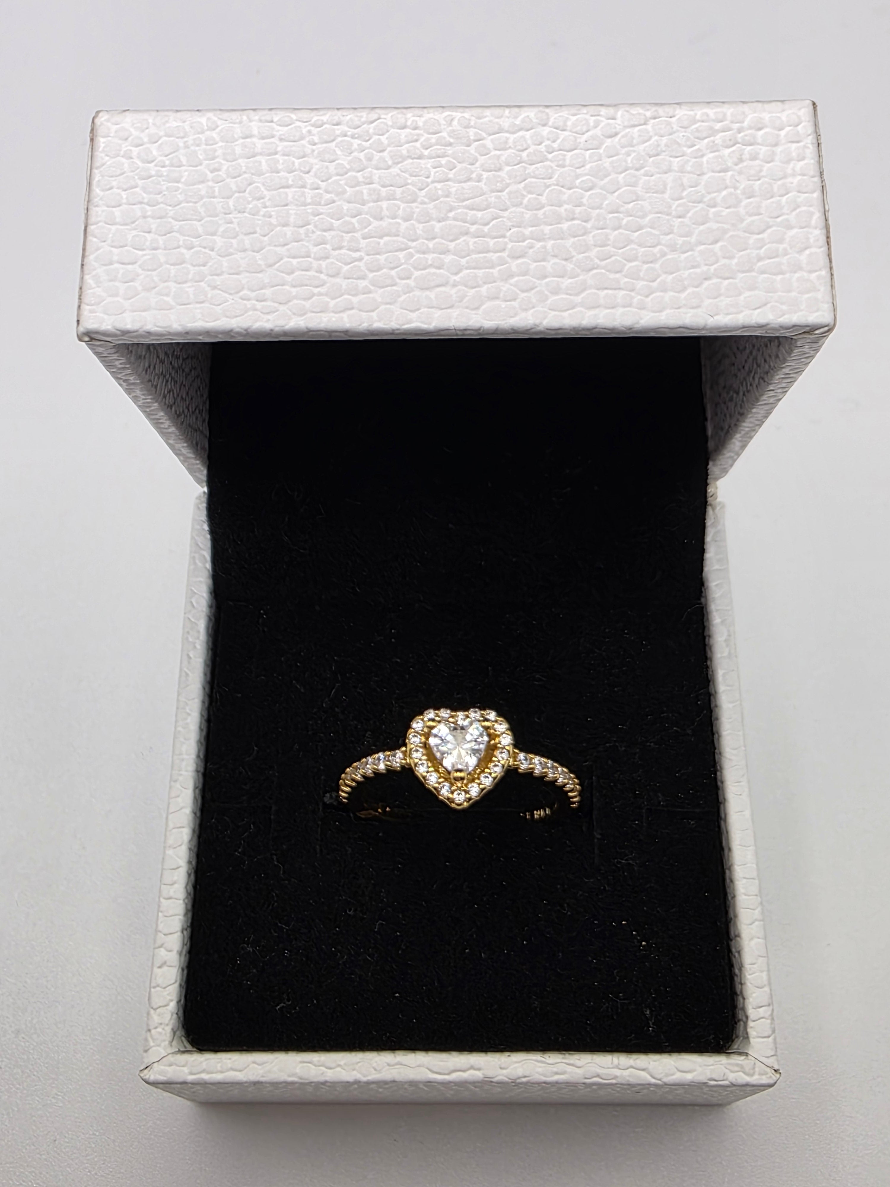 DiVolina Heart-Shaped Gold Plated Ring with Cubic Zirconia Stone