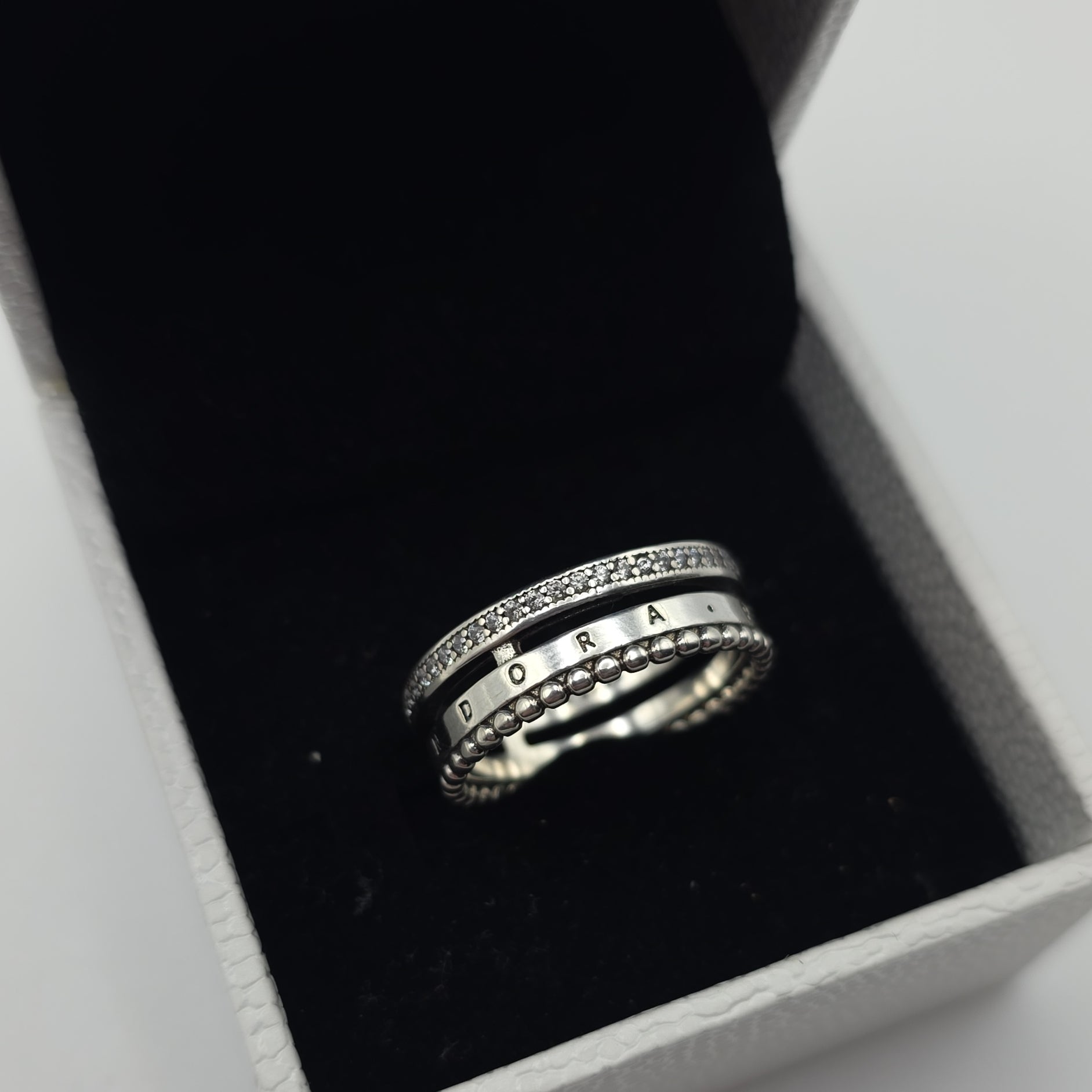 DiVolina signature logo pave & Beads Ring sterling silver 925