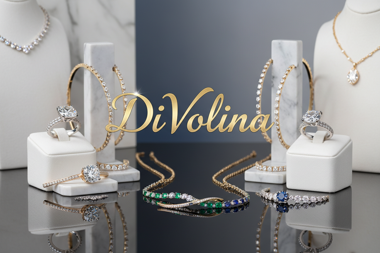 Store Name DiVolina in Middle  Jewelry Ring Bracelet Necklace 